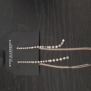 Long diamond stud earrings (hypo allergenic)